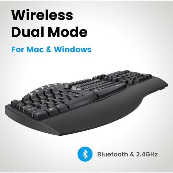 Perixx Periboard-612B Wireless Ergonomic Keyboard Bluetooth Dual Mode - Picture 3 of 8